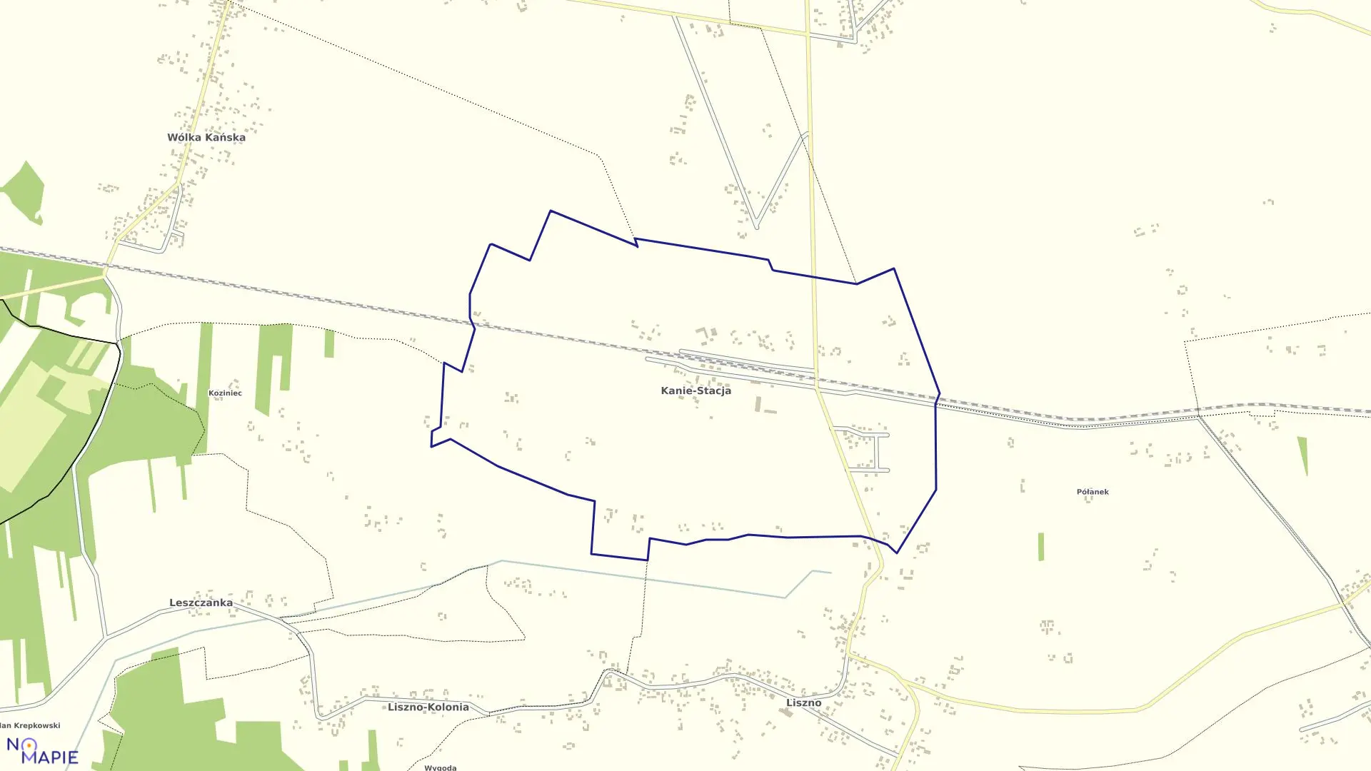 Mapa obrębu KANIE-STACJA w gminie Rejowiec Fabryczny