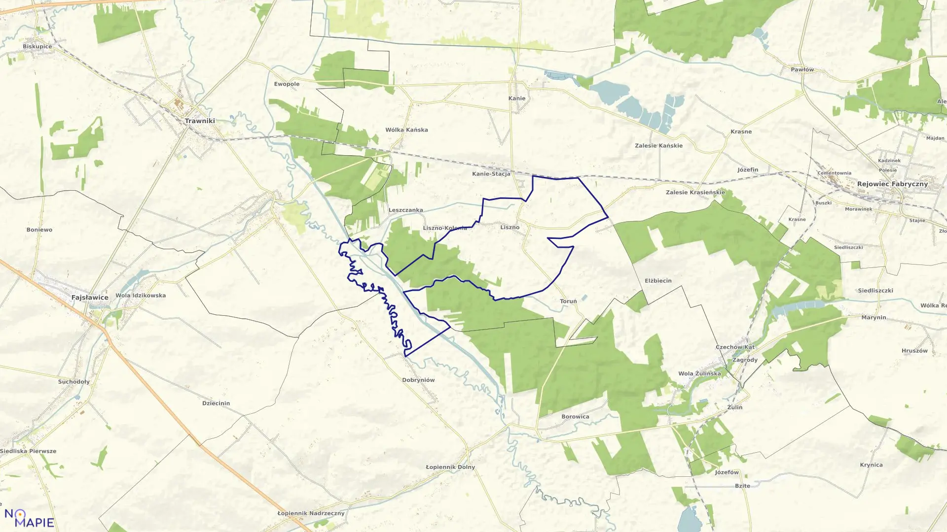 Mapa obrębu LISZNO w gminie Rejowiec Fabryczny